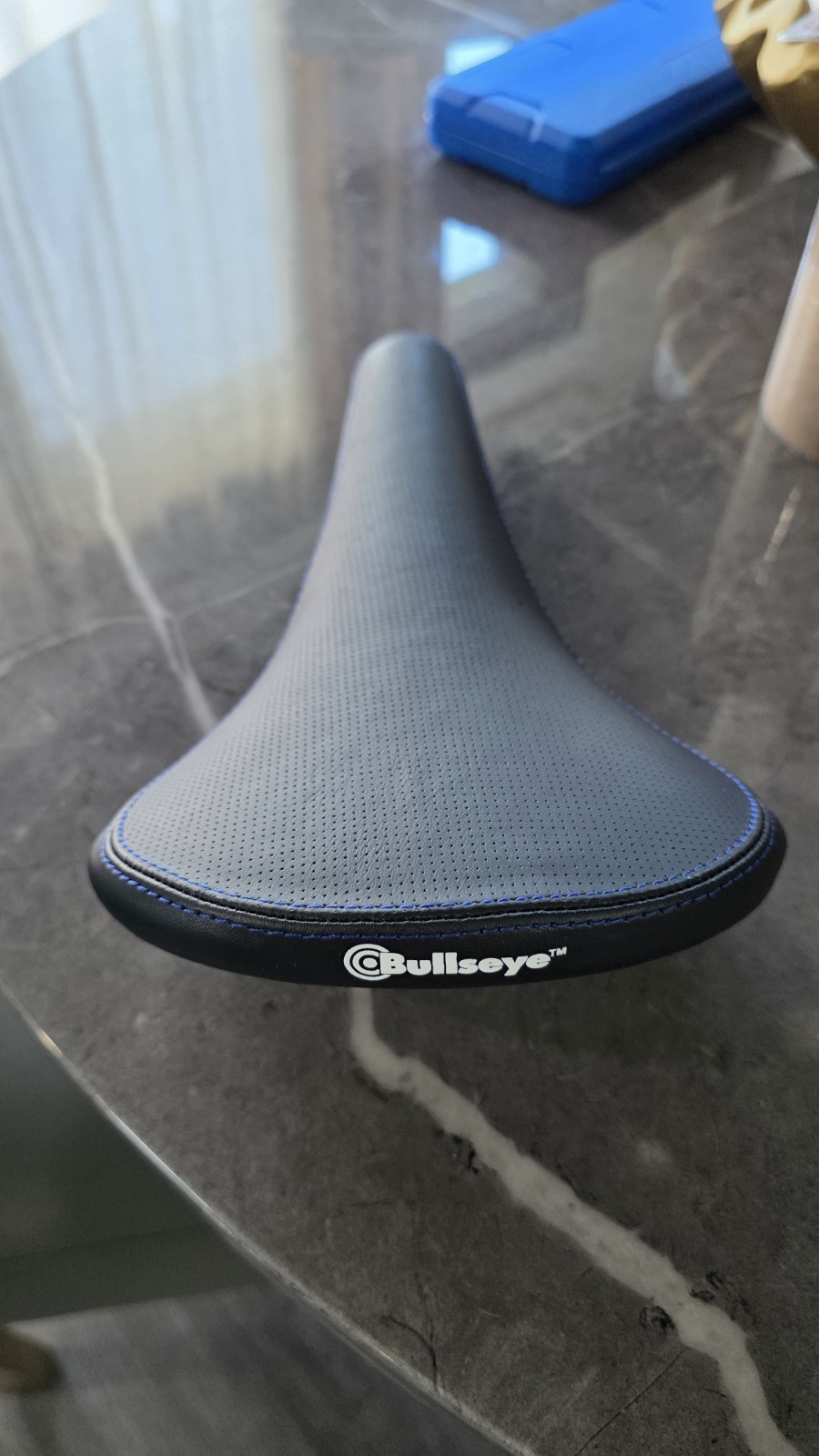 Bullseye 🎯 Bmx 458 Saddle Seat In Blue Stitching & Rails. Gt Se Bikes Haro