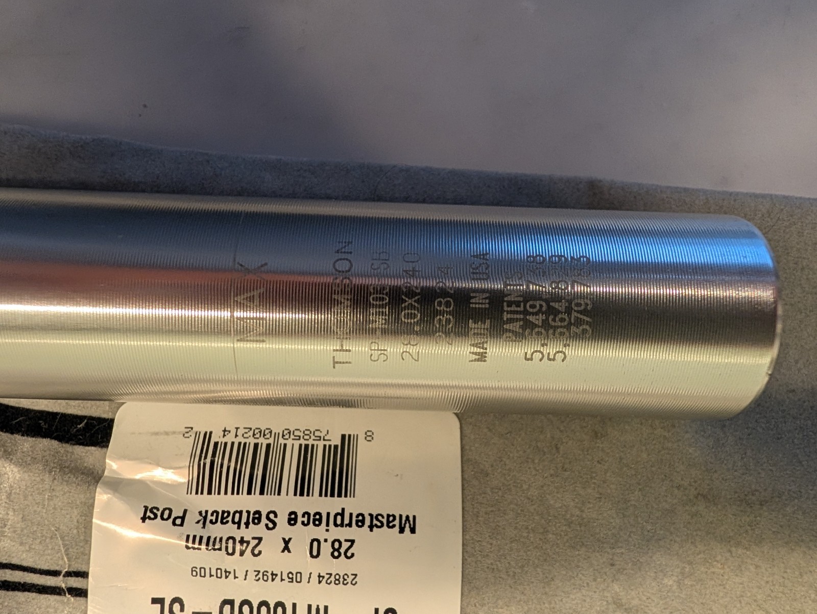 Silver Thomson Masterpiece Setback Seatpost 28.0mm x 240mm