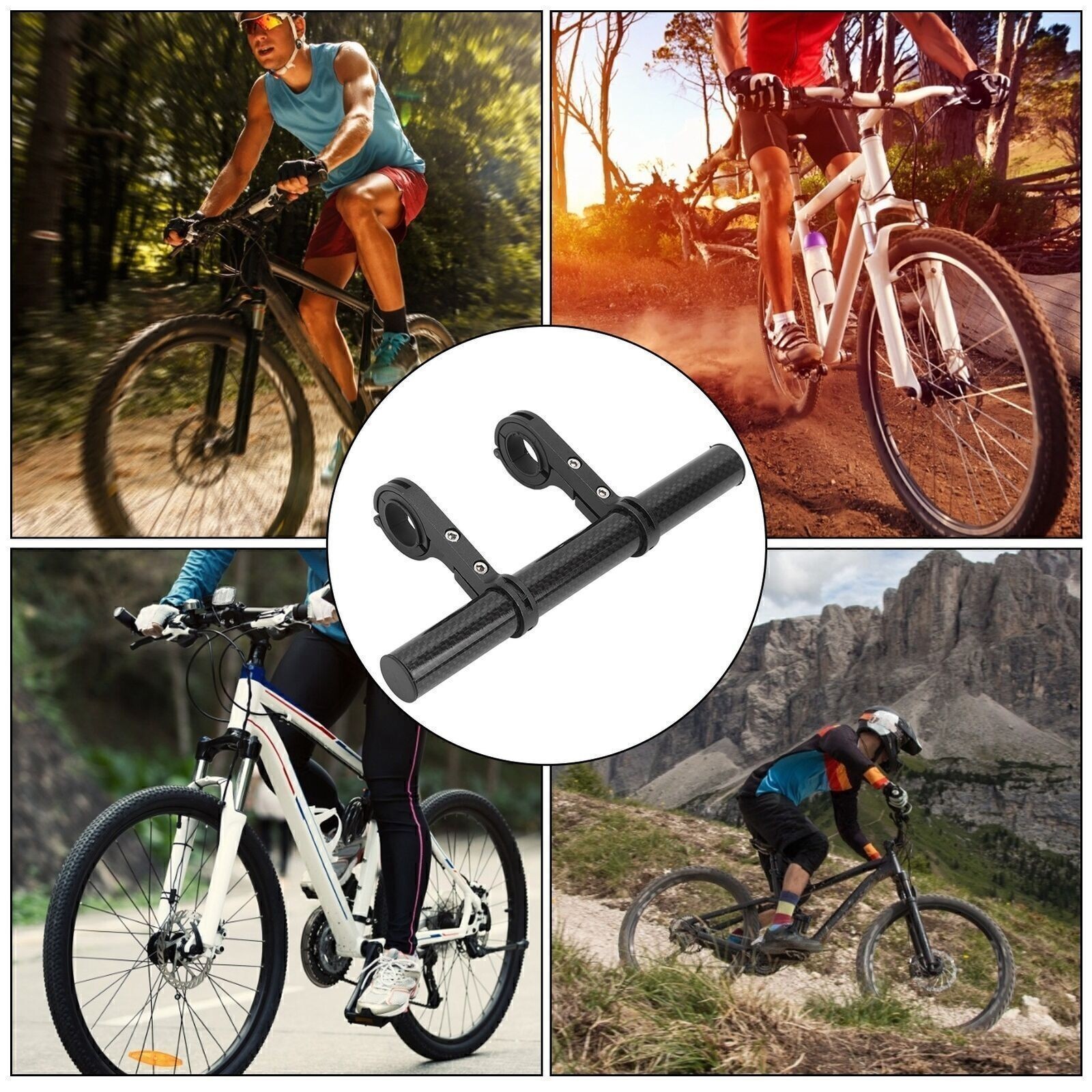 20CM Carbon Tube Bicycle Handlebar Extender Bracket Mount Bike