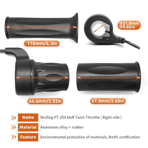 Electric Bicycle Right Handle 20X Half Twist Throttle 24V 36V 48V Black SM Plug