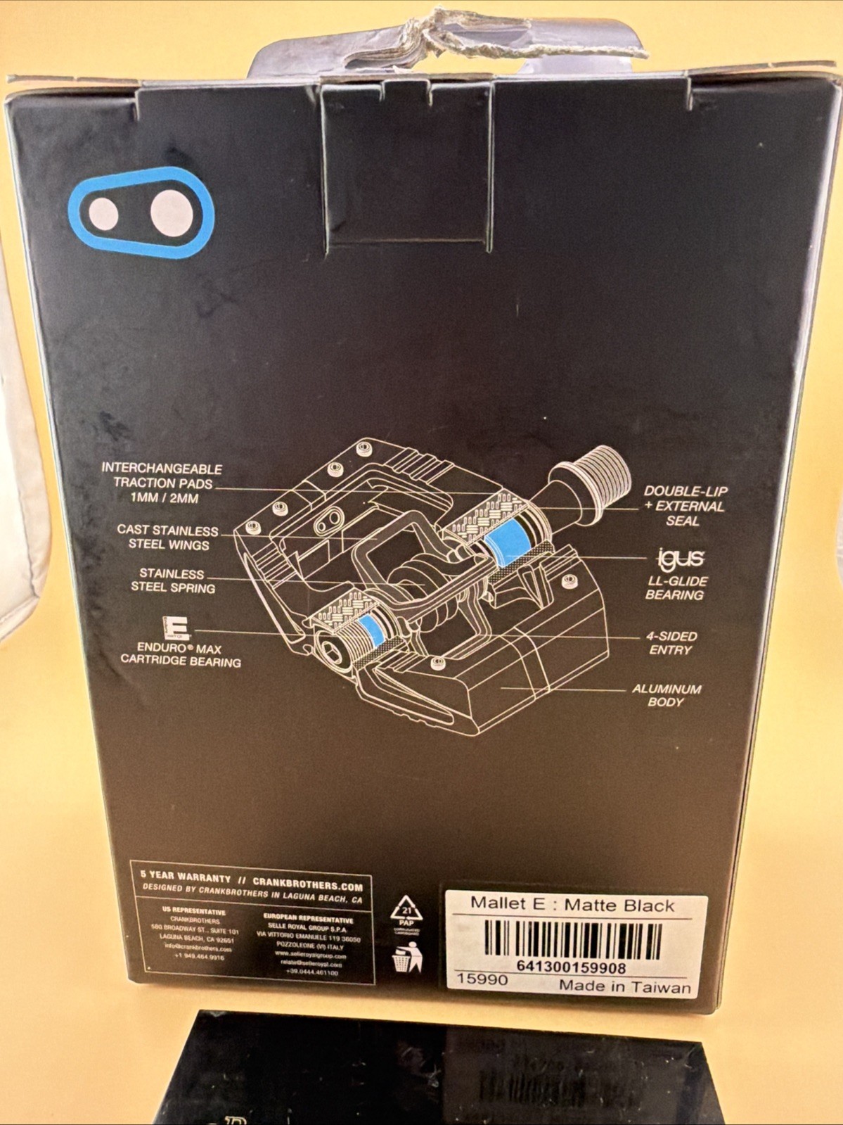 Crankbrothers Mallet E Clipless Platform MTB Pedals Matte Black New in Box