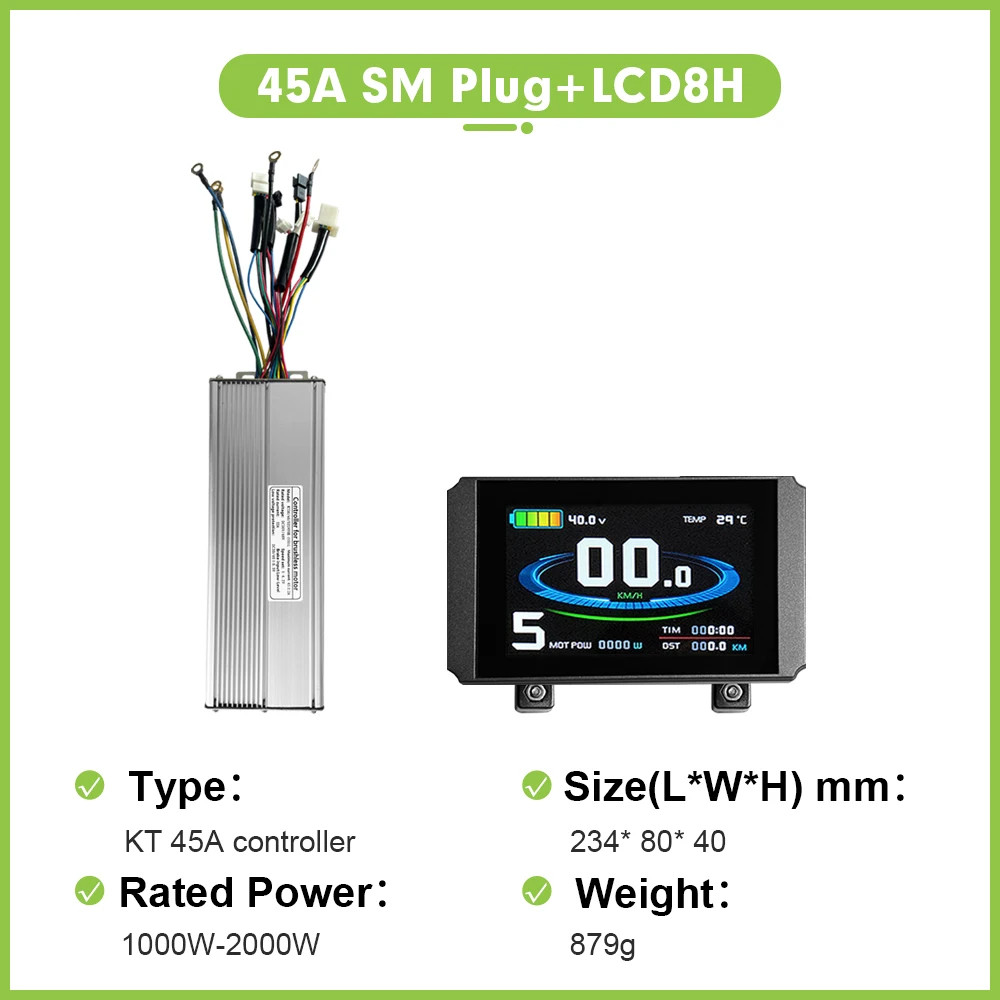 Electric Bike Sine Wave KT Controller 36V/48V/52V 45A with LCD Colour Display