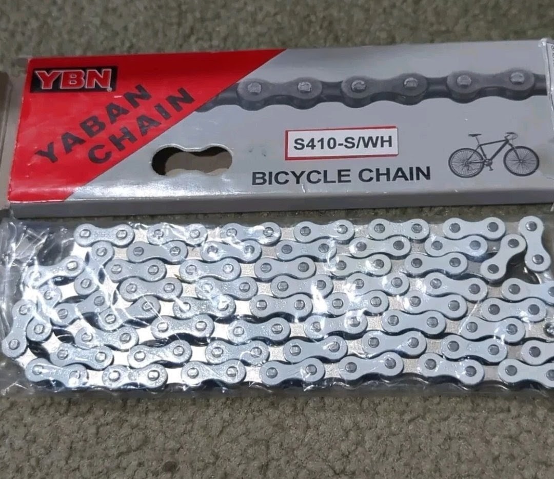 SINGLE SPEED BICYCLE CHAIN WHITE & CHROME 1/2″X1/8″X 112,CRUISER,BMX