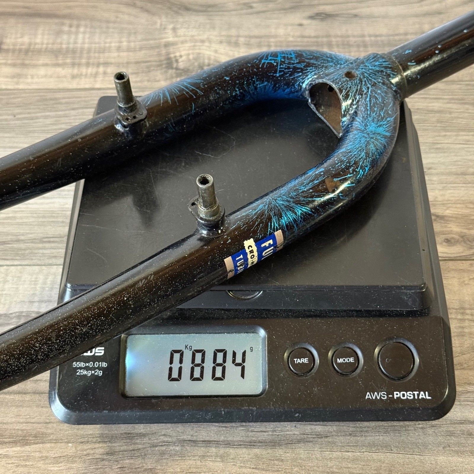 Vintage 90s  1 1/8 Threaded MTB Fork 26 150mm 395 Axle-Crown Back Blue Sparkle