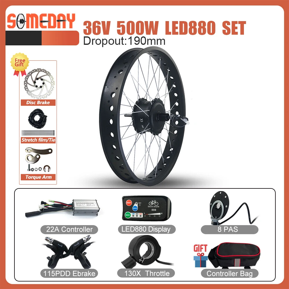 20/26in 36V 48V 500W Rear Cassette Hub Motor for Snow Fat Bike Conversion Kit