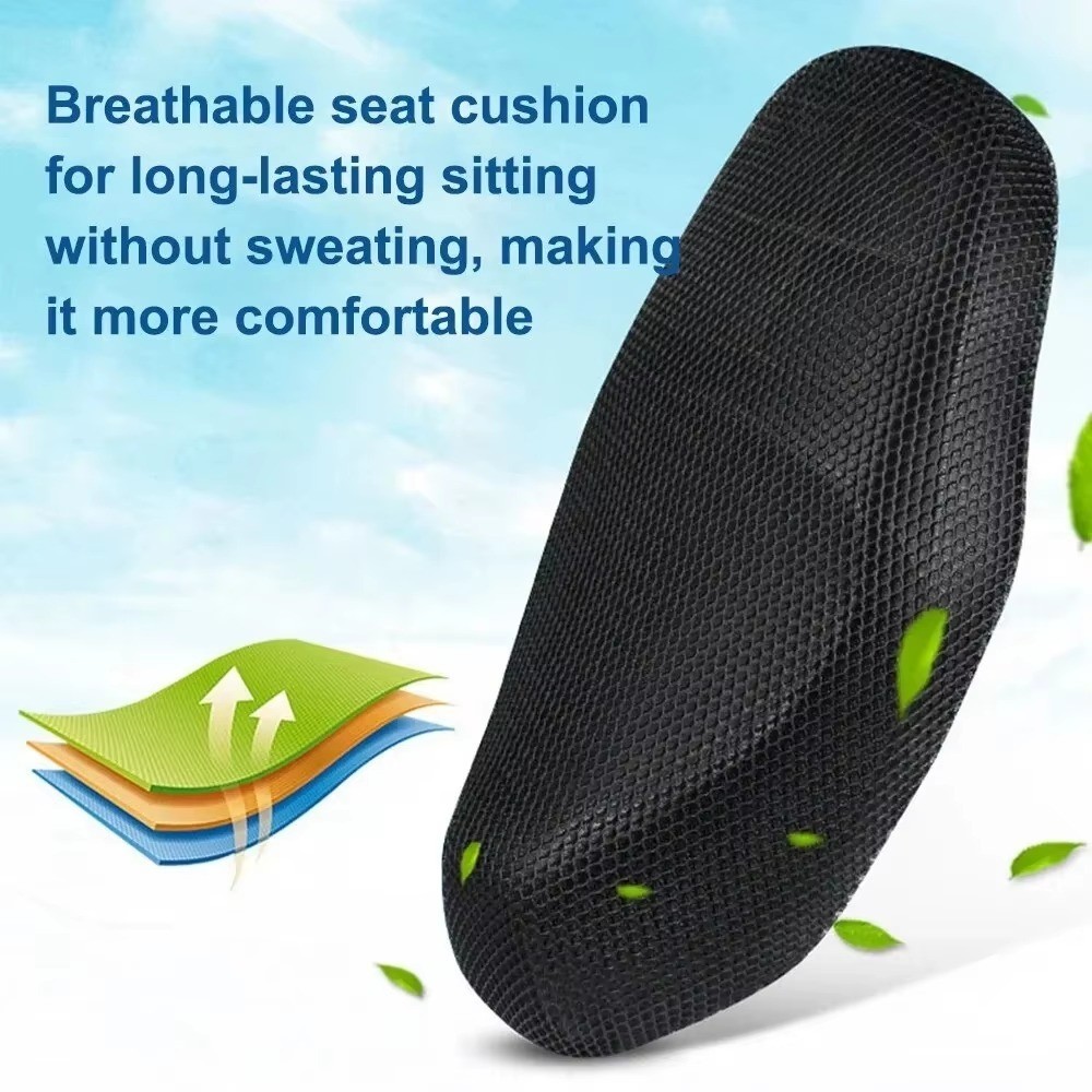 Cooling Motorcycle Seat Cover 3D Mesh Protector Cushion Breathable Sunscreen Mat