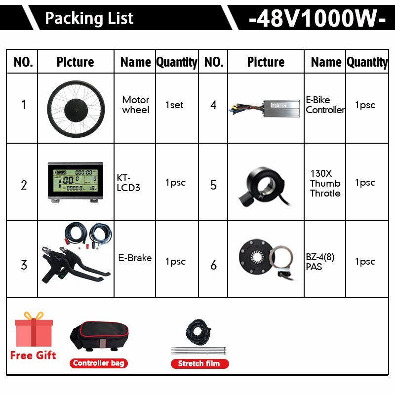 Snow Fat Tire E-bike Conversion Kit 500W-3000W 36V/48V/72V Front/Rear Motor
