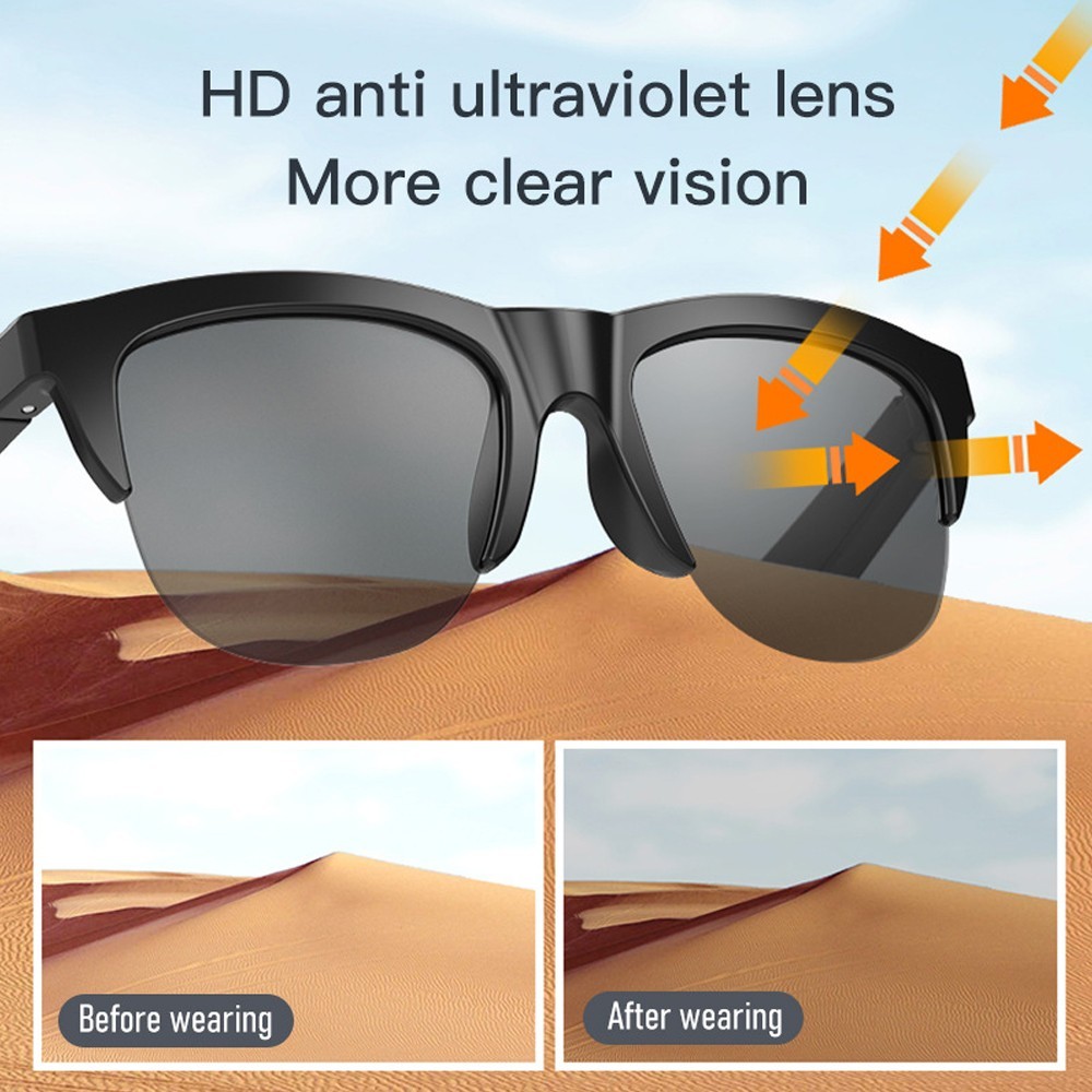 Bluetooth Smart Glasses Music Audio Open Ear Speaker Hands Free Call Sunglasses