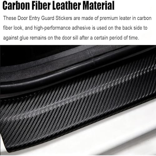 4PCS Carbon Fiber Style Leather Door Sill Protector Scuff Plate Cover Guard ci