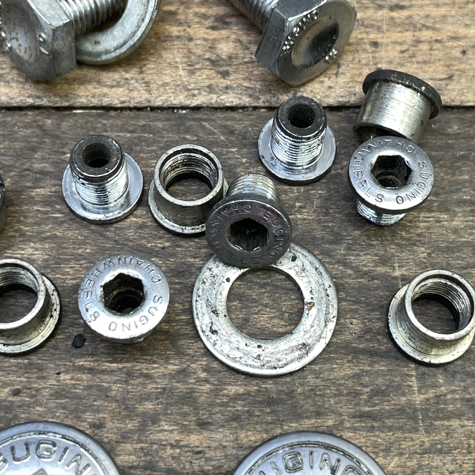 Vintage Sugino Chainring Bolts Dust Caps 75 Crank Hardware Lot 1980s Parts Kit
