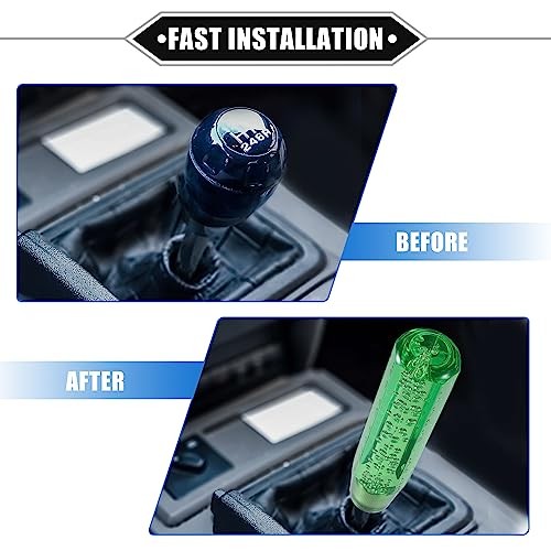 Gear Shift Knob Stick, 20cm Faux Crystal Transparent Bubble Gear Shifter Green