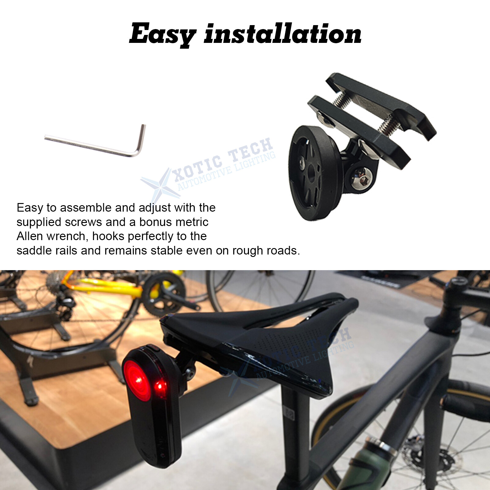 Saddle Rail Clamp Seat Post Mount for Garmin Varia RTL510 RTL515 Rearview Radar