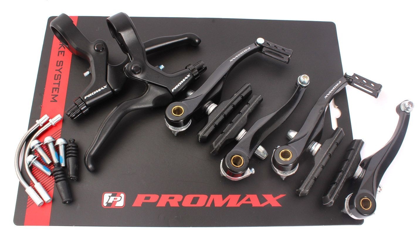 Promax Complete V-Brake Set, Levers, Calipers, Pads and Hardware, Black