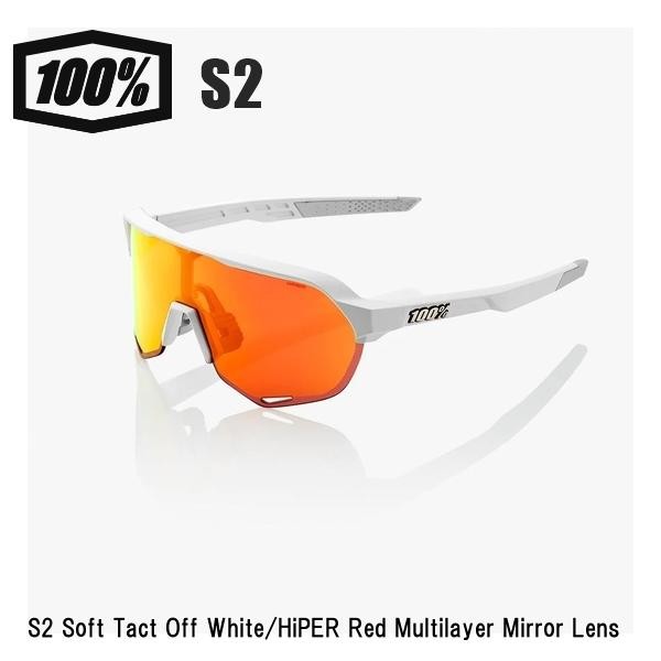 100% S2 Soft Tact Sunglasses Off White/HiPER Red Mirror Lens