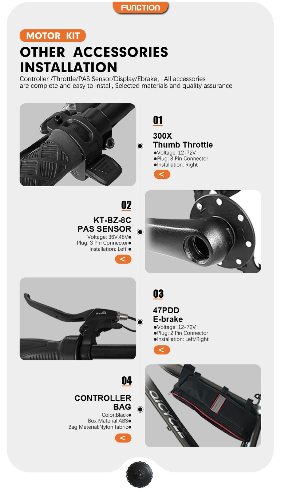 48V 750W Brushless Front/Rear Hub Motor Wheel Dropout 170mm for Snow Bike Kit