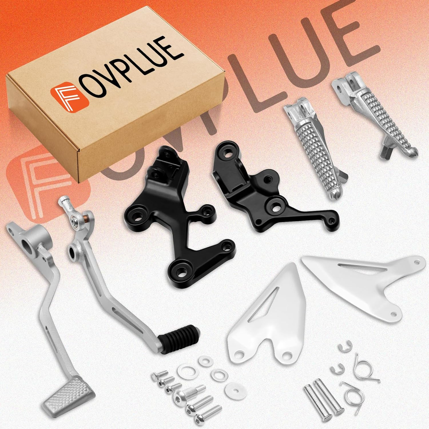 Front Driver Footrests Kit,Rider Foot Pegs+Gear Shift Lever/Brake Pedal+Footpeg