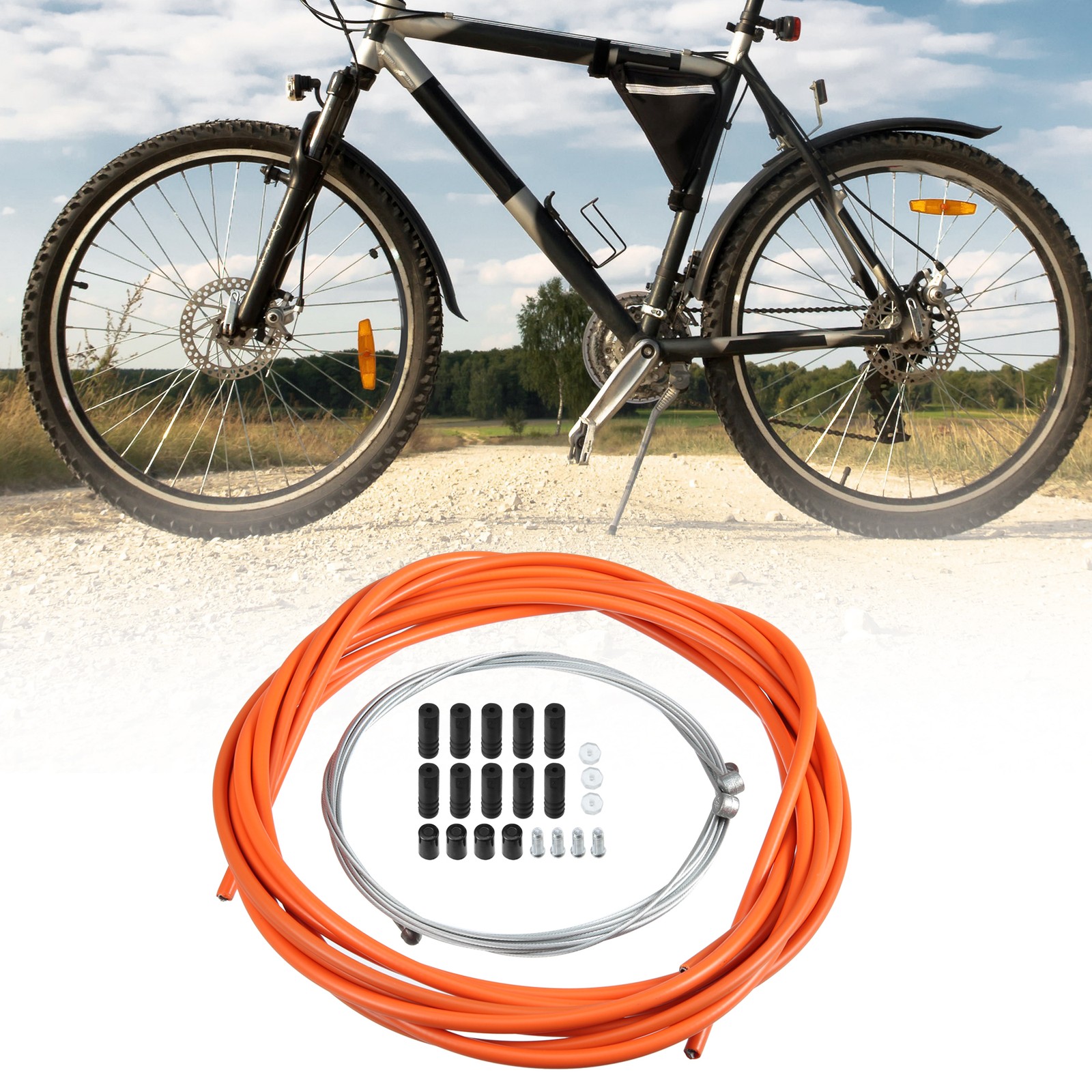 1 Set Universal Bicycle Shift Derailleur Cable and Brake Cable Kit Orange