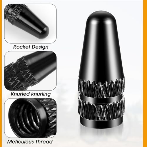 Abeillo Black Presta Valve Cap, 8 Pack Aluminum Anodized Bike Valve Stem Caps