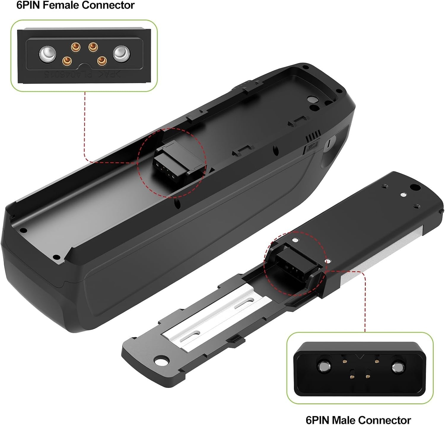 5/6 Pin Ebike Battery Mounting Plate for Hailong Shark 36V/48V/52V Electric