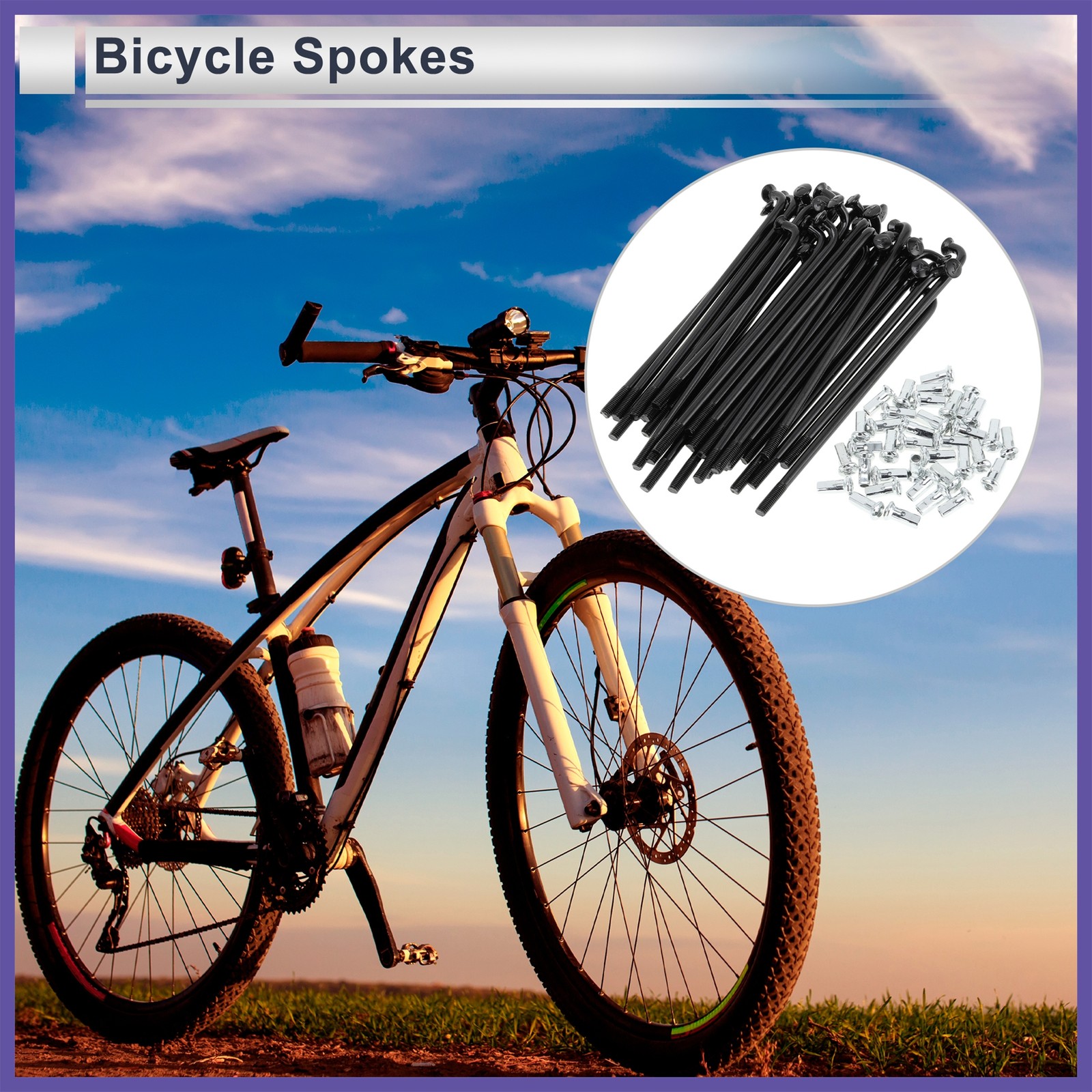 1Set 12G 74mm Length Bicycle Spokes Nipple Carbon Steel Black Universal