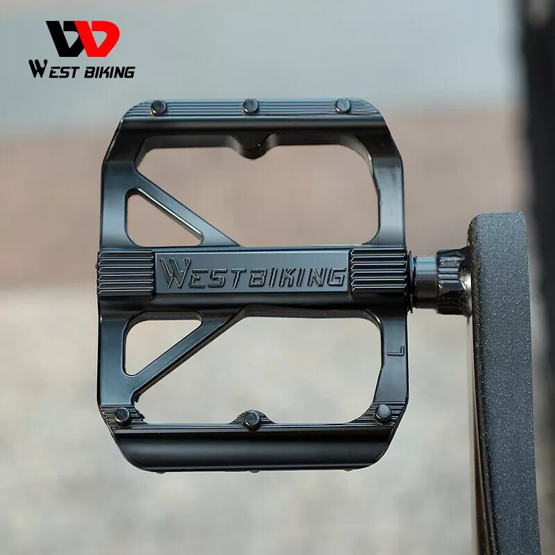 West Biking 9/16 Bicycle Pedals DU Bearing Aluminum Bicycle Pedals in Black