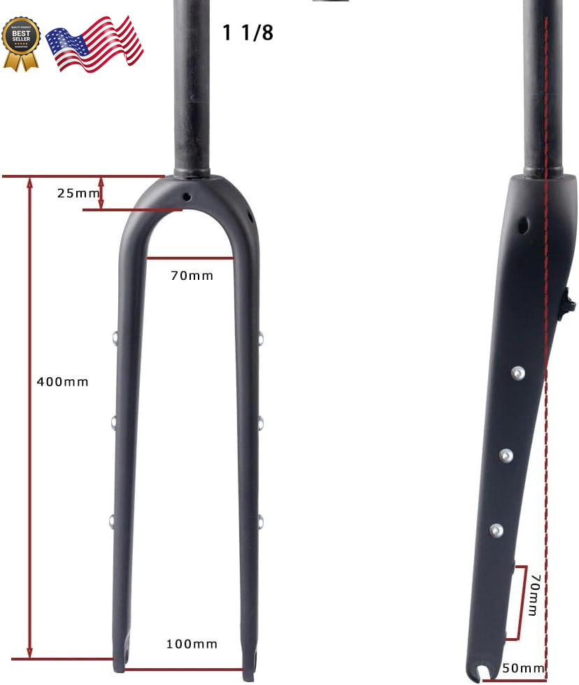 WCS 700C Carbon Fiber Gravel Bike Fork 1-1/8″ Straight Steerer Flat Mount