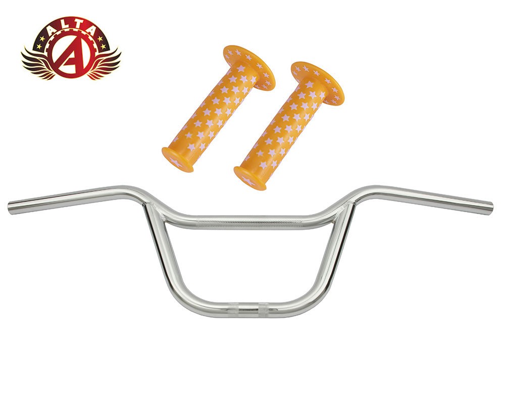 Alta 208 Freestyle Bars 22.2mm Chrome + Star Grips Yellow/White BMX Freestyle
