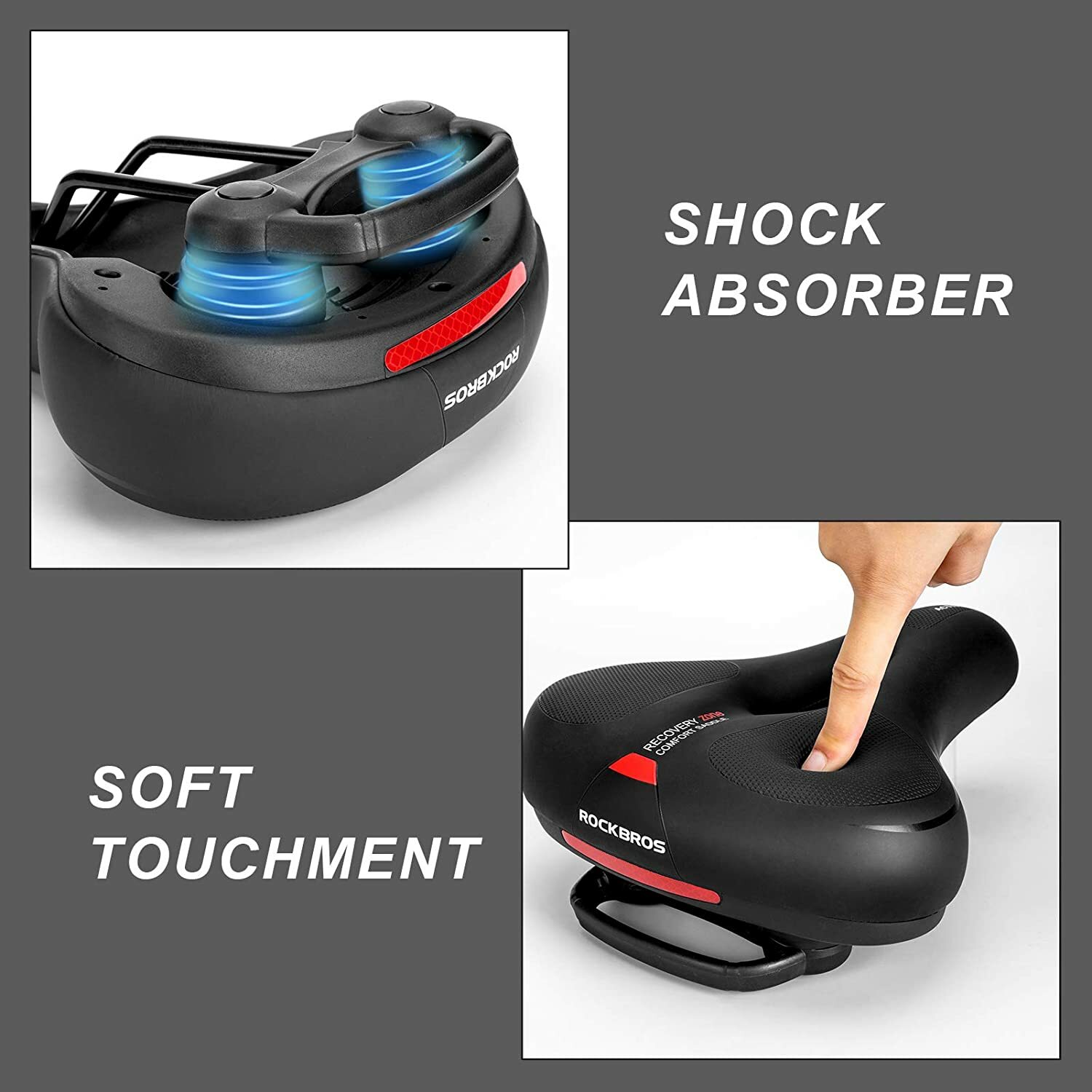 ROCKBROS Bike Seat Comfort Bike Saddle Mountain Bike Soft Wide Bike Seat Cushion