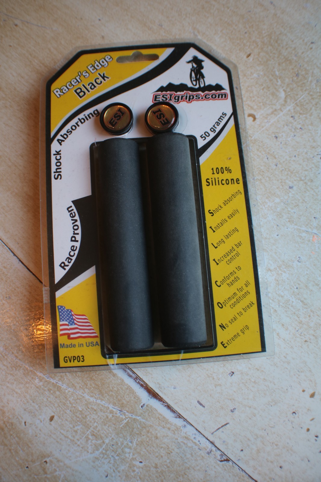 ESI Racer’s Edge – Black Silicone Thin Bicycle Grips – 30mm x 130mm – 50 Grams