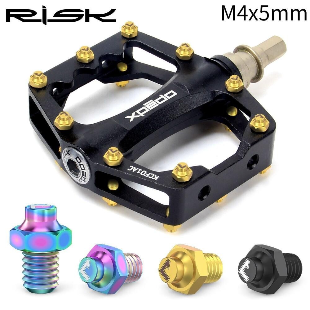 RISK 8-Piece MTB Bike Pedal Bolts M4×5MM Titanium Anti-Slip Pedal Pins