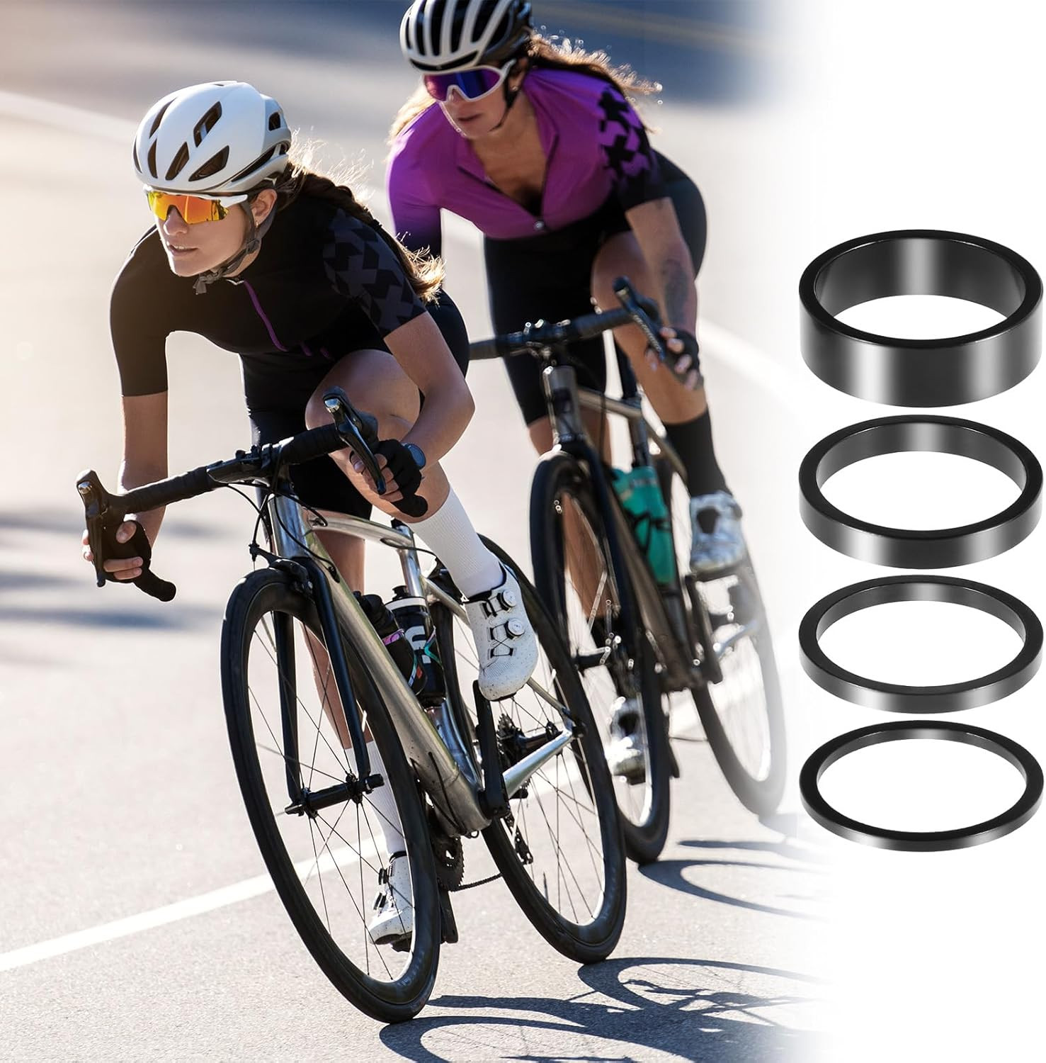 Aluminium Alloy Bicycle Headset Spacer Set, 8 PCS for 1 1/8-Inch Stem