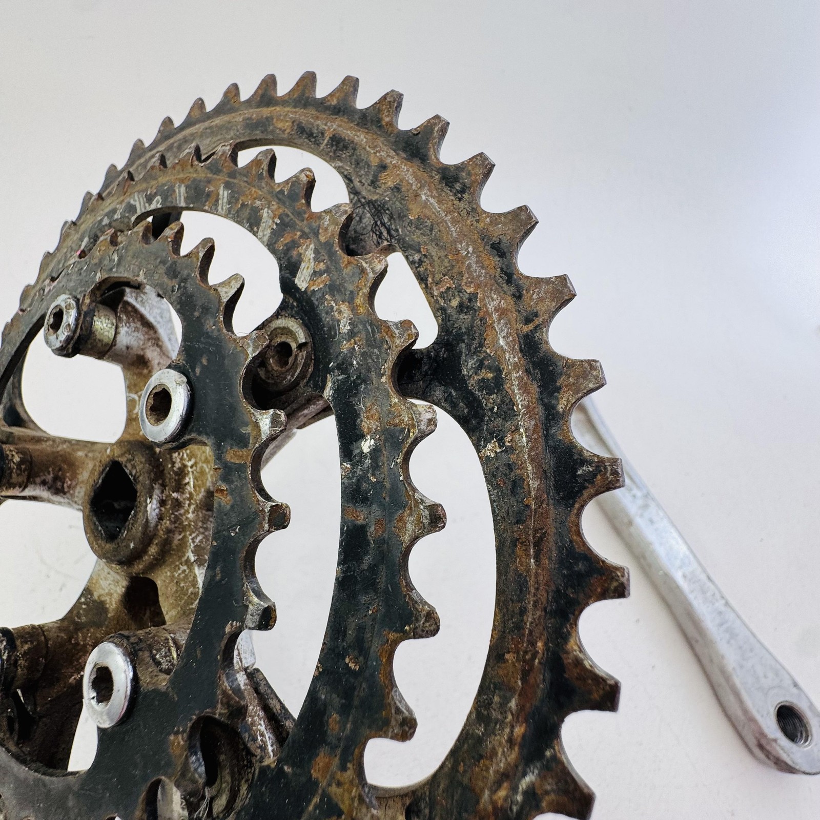 Vintage Sakae SX Triple Crankset 175mm 48/36/28T 110 BCD Silver MTB Bike A36