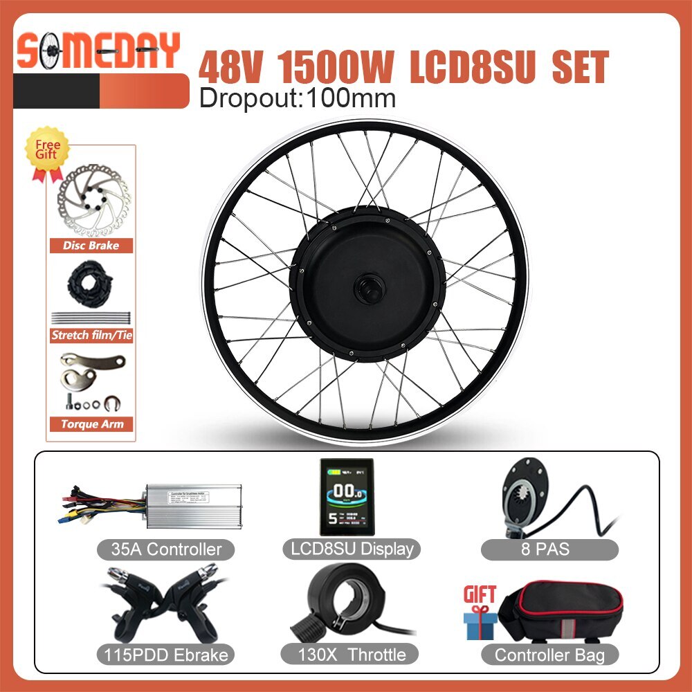 48V 1500W Front Hub Motor Wheel 20-29Inch/700C for Electric Bike Conversion Kit