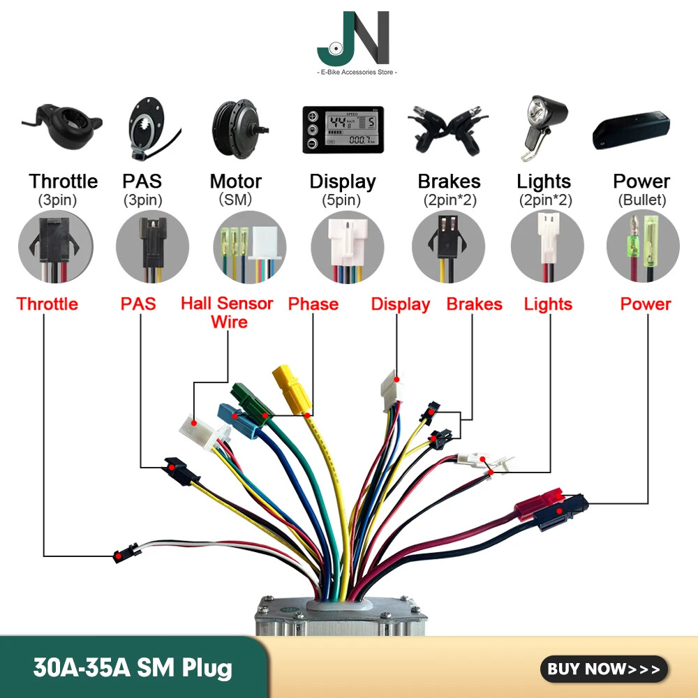 36V 48V 250W 350W 500W 750W 1000W 1500W Ebike Controller with SM WP Connector Us