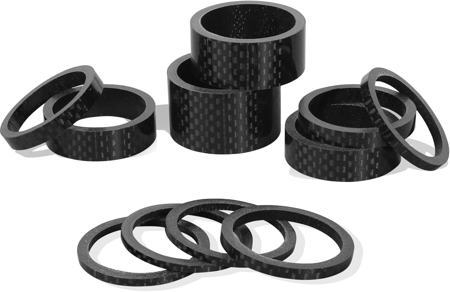 BUCKLOS 11PCS Headset Spacer Bike 1-1/8 Fork Stem Aluminum Carbon Fiber Washer –