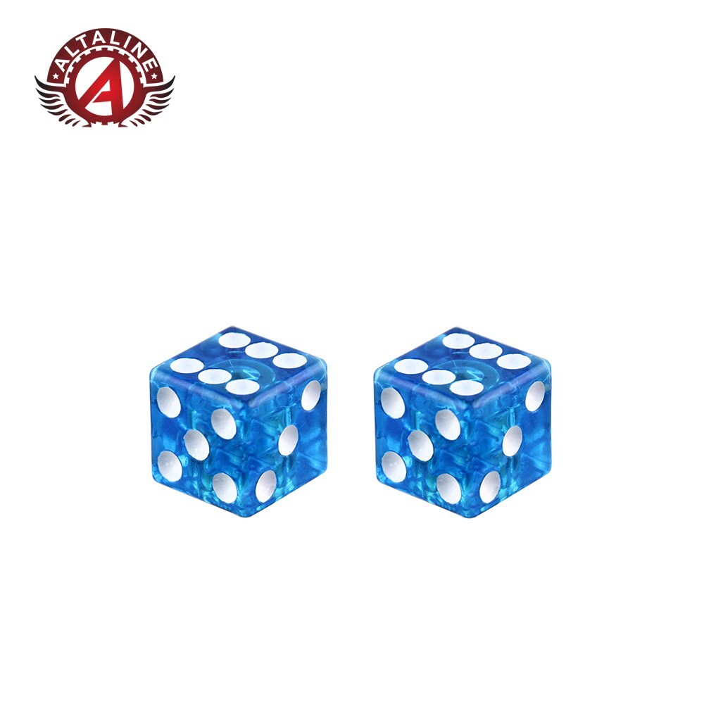 ALTALINE DICE VALVE CAPS IN CLEAR BLUE USED FOR SCHRADER VALVE