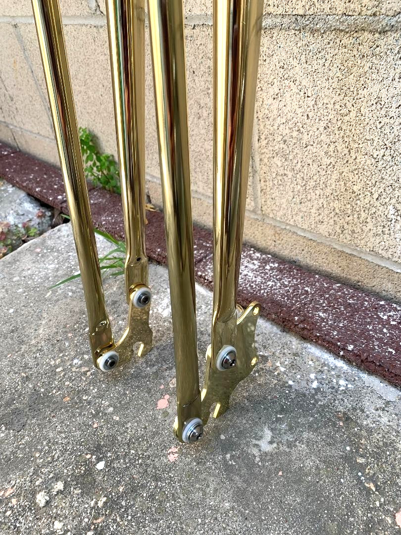 26″ Gold Bicycle Heavy Duty Dual Springer Fork Disc Tab 1″ Threaded Cruiser Bike