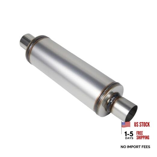 Exhaust Muffler, Universal Muffler for 2.25″ Inlet/Outlet + 4.5″ Body Diameter