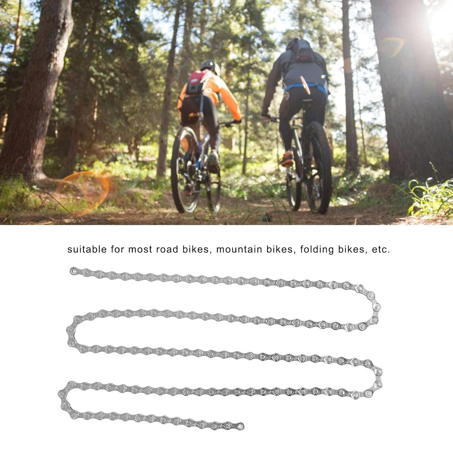 Stainless Steel Bike Chain for 6/7/8 Speed Bicycles – Articulating Buckle Res…