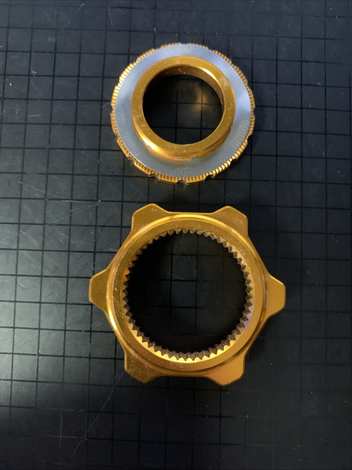 USED Center Lock CL Hubs to 6-Bolt 6B Disc Brake Rotor Adapter Gold Orange