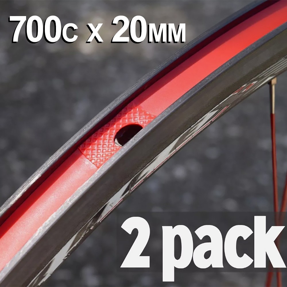 Red Bicycle Wheel Rim Strips – 700c x 20mm – 2 pack – Alternative to Rim Tape