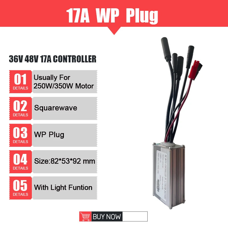 Ebike Controller 36V 48V 250W-1500W Waterproof Plug 15A/17A/22A/25A/30A/35A