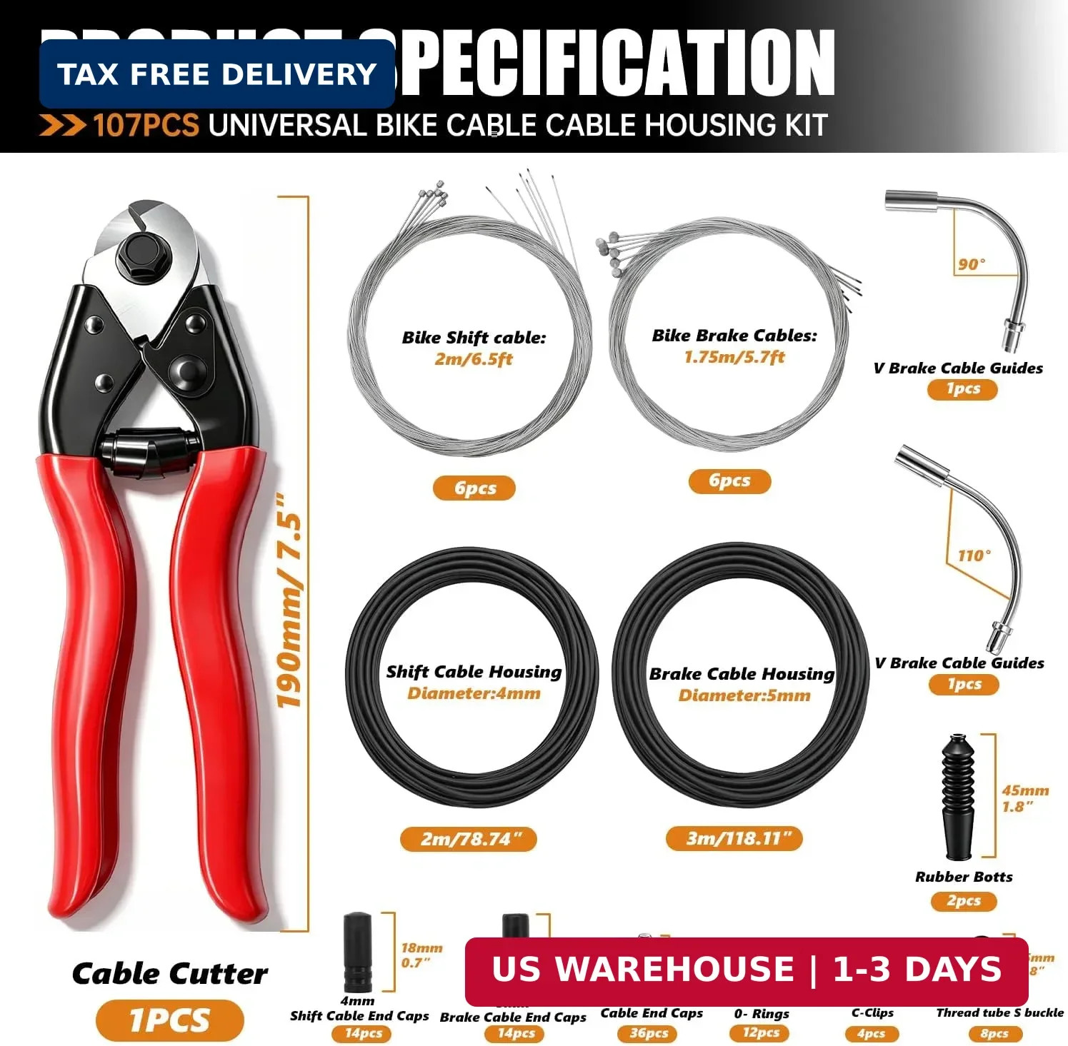 mankk 107PCS Universal Bike Cable Cutter Stainless Steel Bicycle Cable Cutter Bi