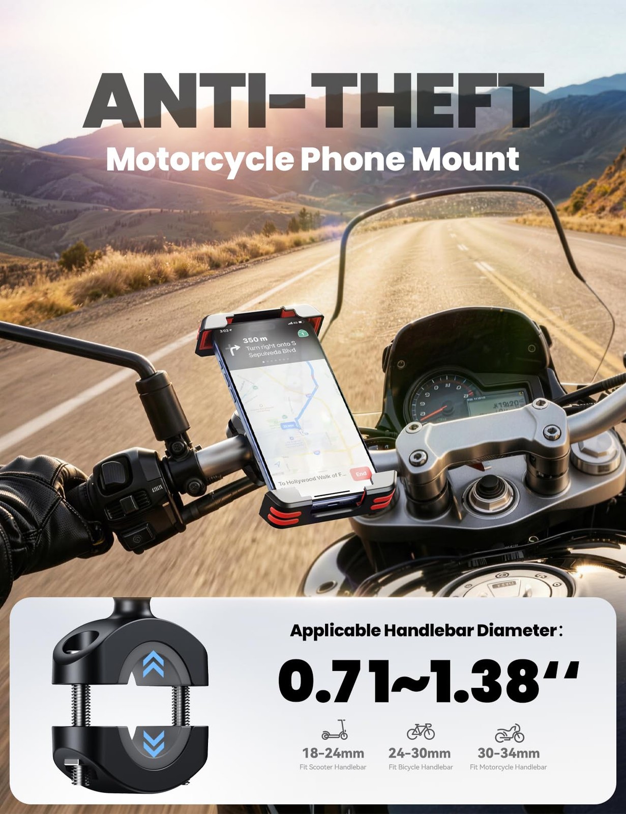 Bike Phone Holder [Hidden Tracker Storage] Phone Holder for Bike [1S Auto Loc…