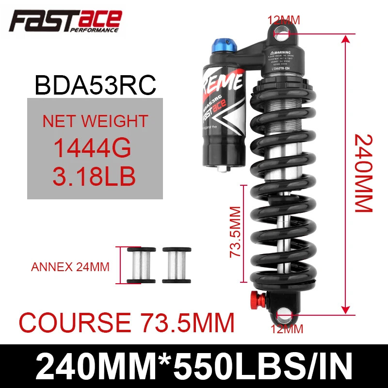 MTB Bike Downhill DH Rear Shock 190mm 200m 220mm 240mm 550 Lbs New Model Type