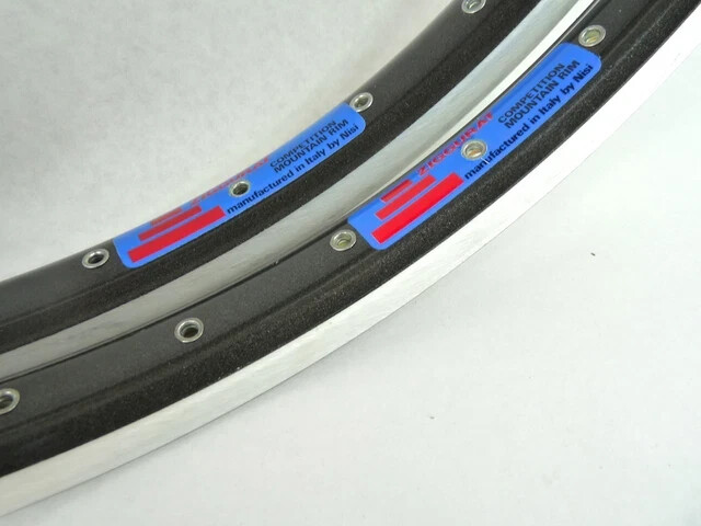 PAIR of Nisi ZIGGURAT 26″ Black 36-Hole Clincher Mountain Bike Rims Classic MTB