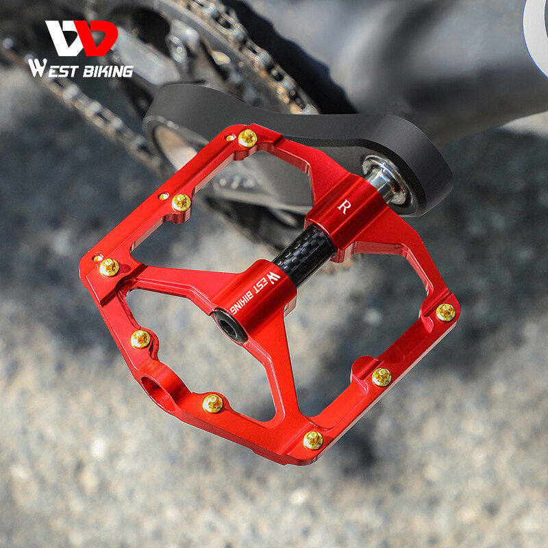 WEST BIKING Bicycle Pedals Carbon Fiber Axle 3 Bearing MTB Bike Pedals 9/16″