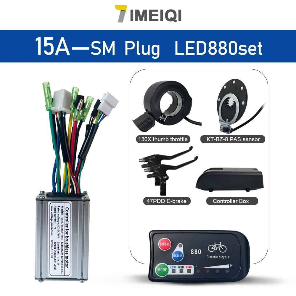 Electric Bike Controller 36V 48V 15A Waterproof 6 Mosfet Controller with Display