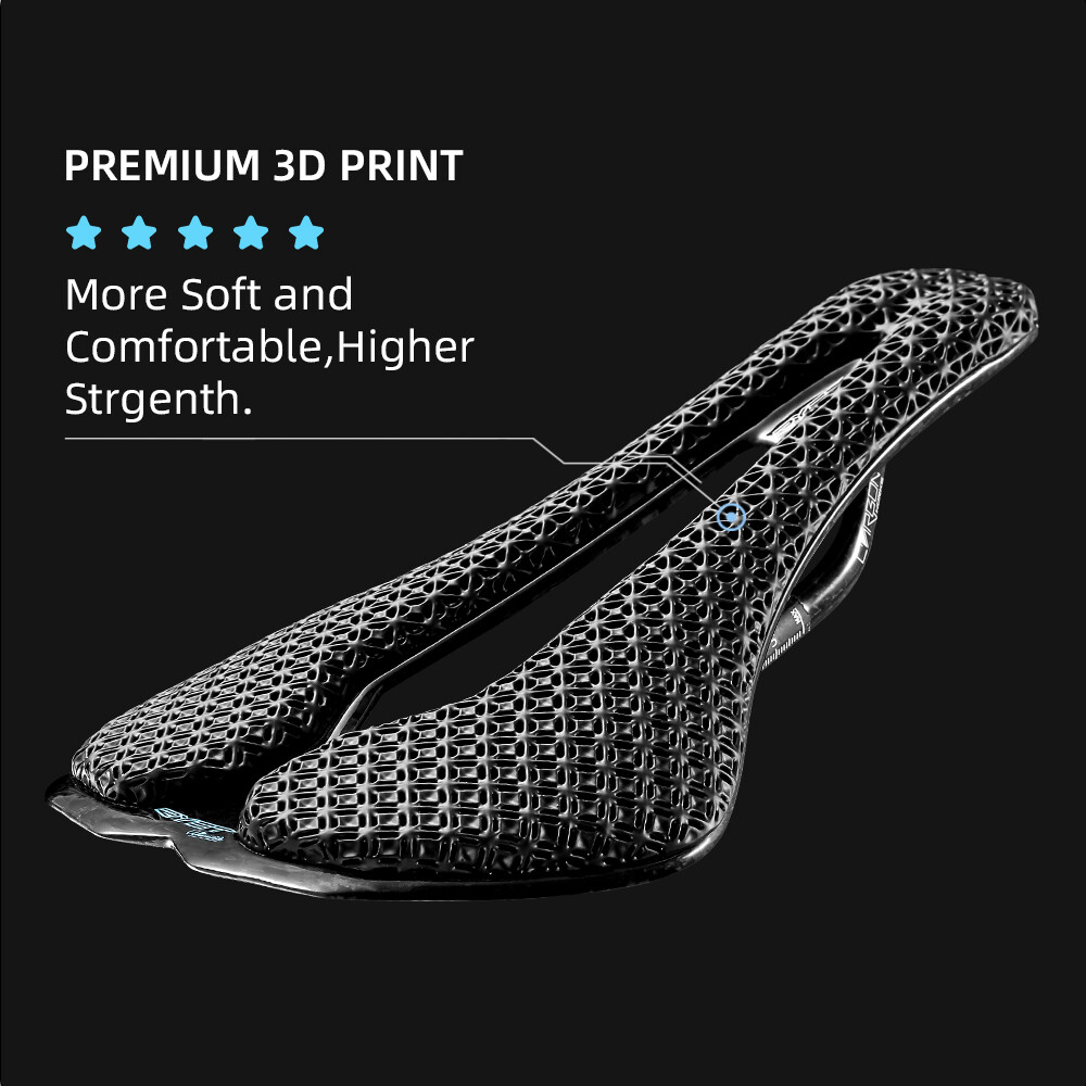 Carbon 3D Printed Bike Saddle 255 x 143 mm EVA Road Mountain Seat Cushion 7x9mm