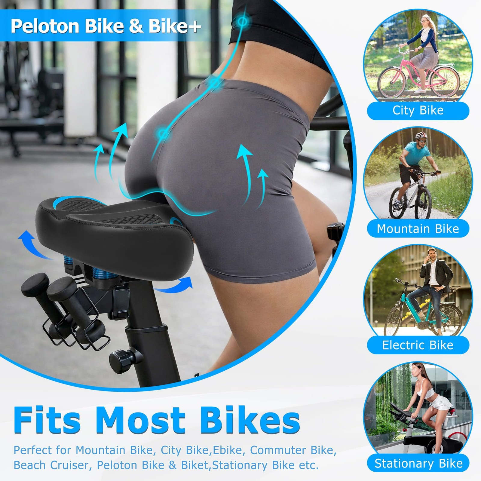 CDYWD New Noseless Bike Seat for Men Women Comfort, Extra Wide Soft Padded Bi…